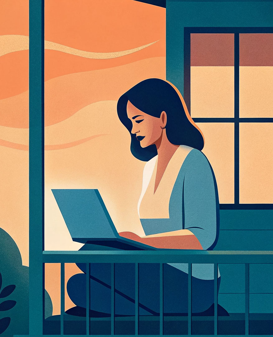 Hausbesitzerin macht ihre Steuererklärung am Laptop einfach online